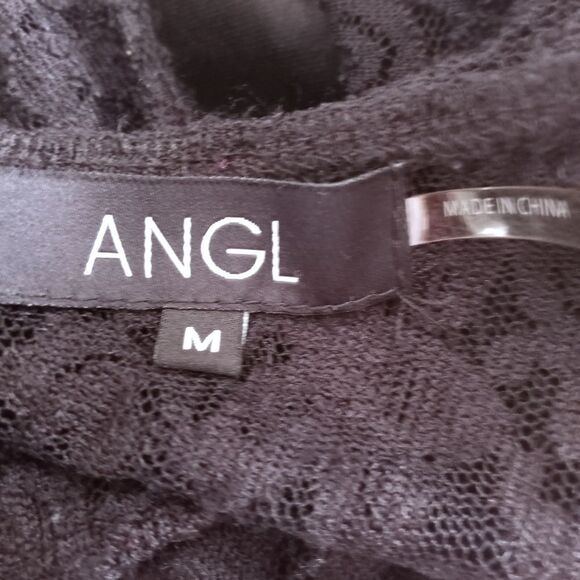 ANGL BLACK LACE CROP TOP SZ.M EUC - Picture 5 of 6